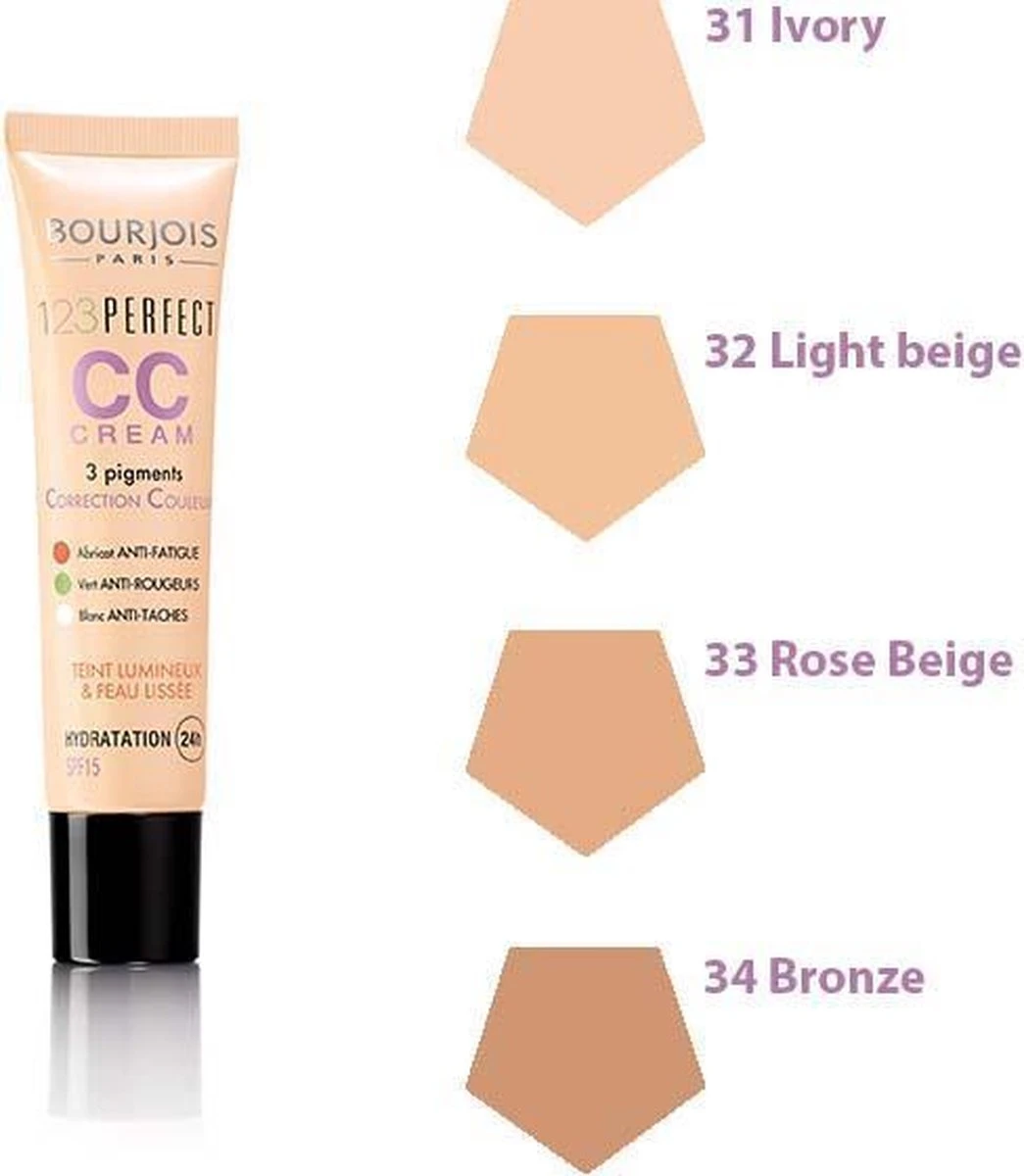 Bourjois 123 Perfect CC Cream - 033 Beige Rosé 10 Bourjois 123 Perfect CC Cream - 033 Beige Rosé - Afbeelding 8