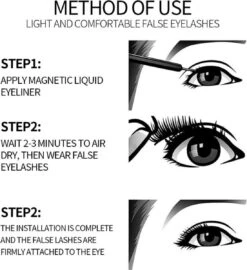 Yermin Beauty Magnetische Wimpers Met Eyeliner Pen Set - Magnetic Lashes - Magneet - 10 Sets Nepwimpers Met 2 Eyelinergel En 1 Applicator - Zwart -Mode-Cosmetica Winkel 1099x1200 5