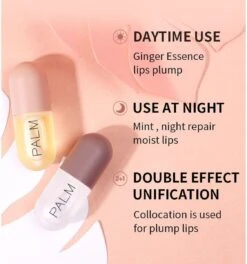 Merkloos Palm Cosmetics Lip Plumper Dag En Nacht (2 Stuks) - Lip Filler - Lip Vergroter - Volle Lippen - Gember Extract & Vitamine E - (Gratis Levering) -Mode-Cosmetica Winkel 1124x1200 2