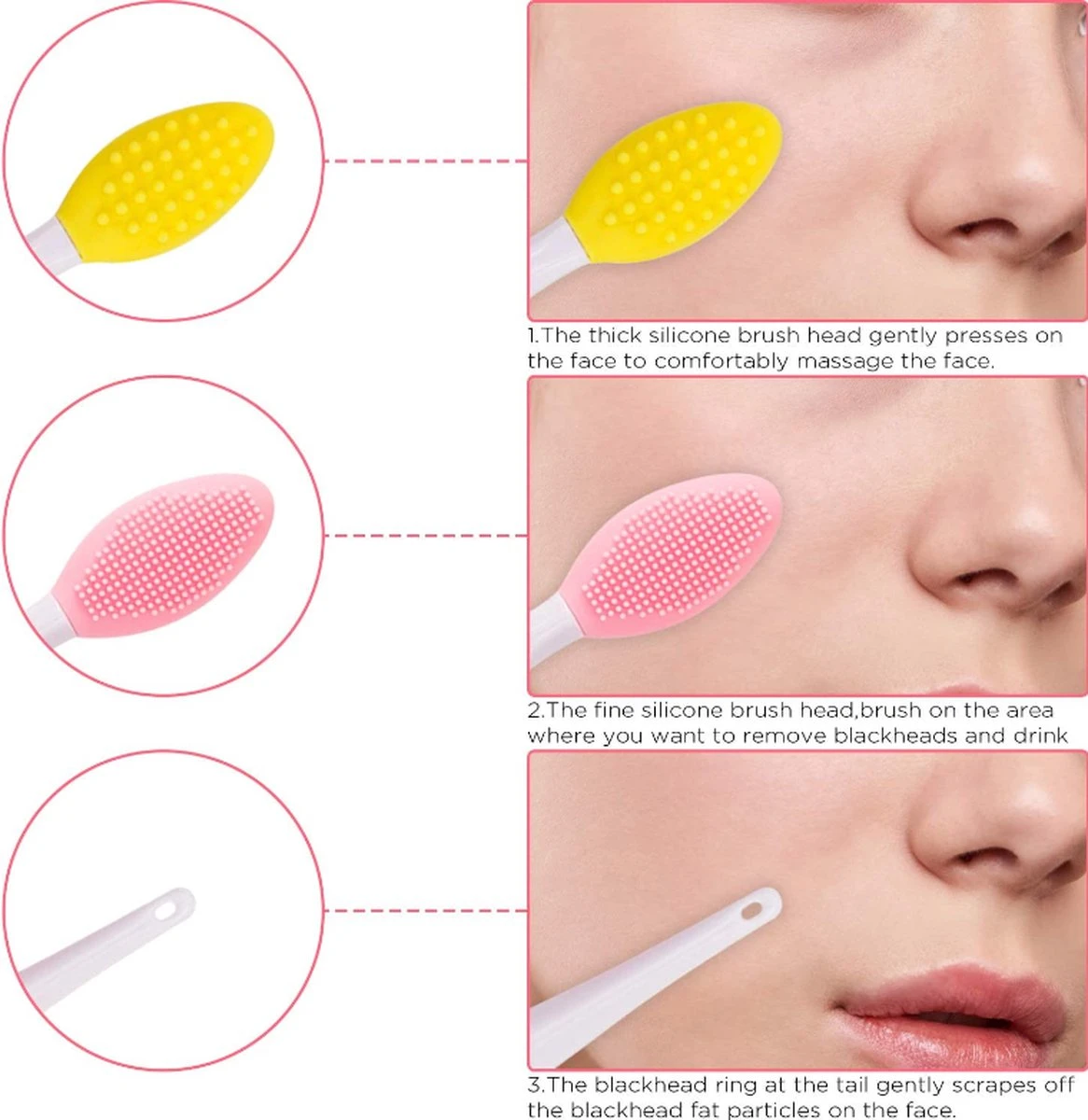 Merkloos Lip Scrub Borstel Set 4-delig - Mee Eters Verwijderen – Gezichtsreiniger – Gezichtsborstel Blackhead Remover 8 Merkloos Lip Scrub Borstel Set 4-delig - Mee Eters Verwijderen – Gezichtsreiniger – Gezichtsborstel Blackhead Remover - Afbeelding 6