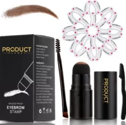 ProductPlanet Premium Wenkbrauw Stempel Set 2022 - Wenkbrauw Sjabloon - Wenkbrauwstempel - Brow Stamp - 10 Sjablonen - Borsteltje - Mesje - Herbruikbaar - Waterdicht - Cadeau Voor Haar - Lichtbruin
