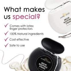 Marie-José & Co Brow Mapping String Set - Zwart & Witte Draad + 10 Vingerbeschermers - Perfect Wenkbrauwen Aftekenen Met Voorgekleurde Draad - Alternatief Voor Wenkbrauwsjablonen -Mode-Cosmetica Winkel 1200x1200 1015