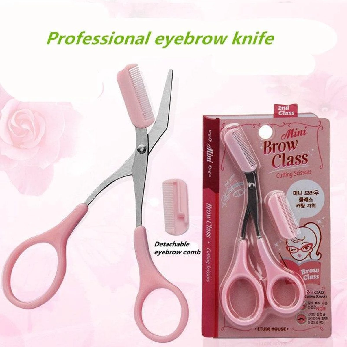 Etude House - Wenkbrauw Trimmer/Schaar/Kam - Roze 3 Etude House - Wenkbrauw Trimmer/Schaar/Kam - Roze