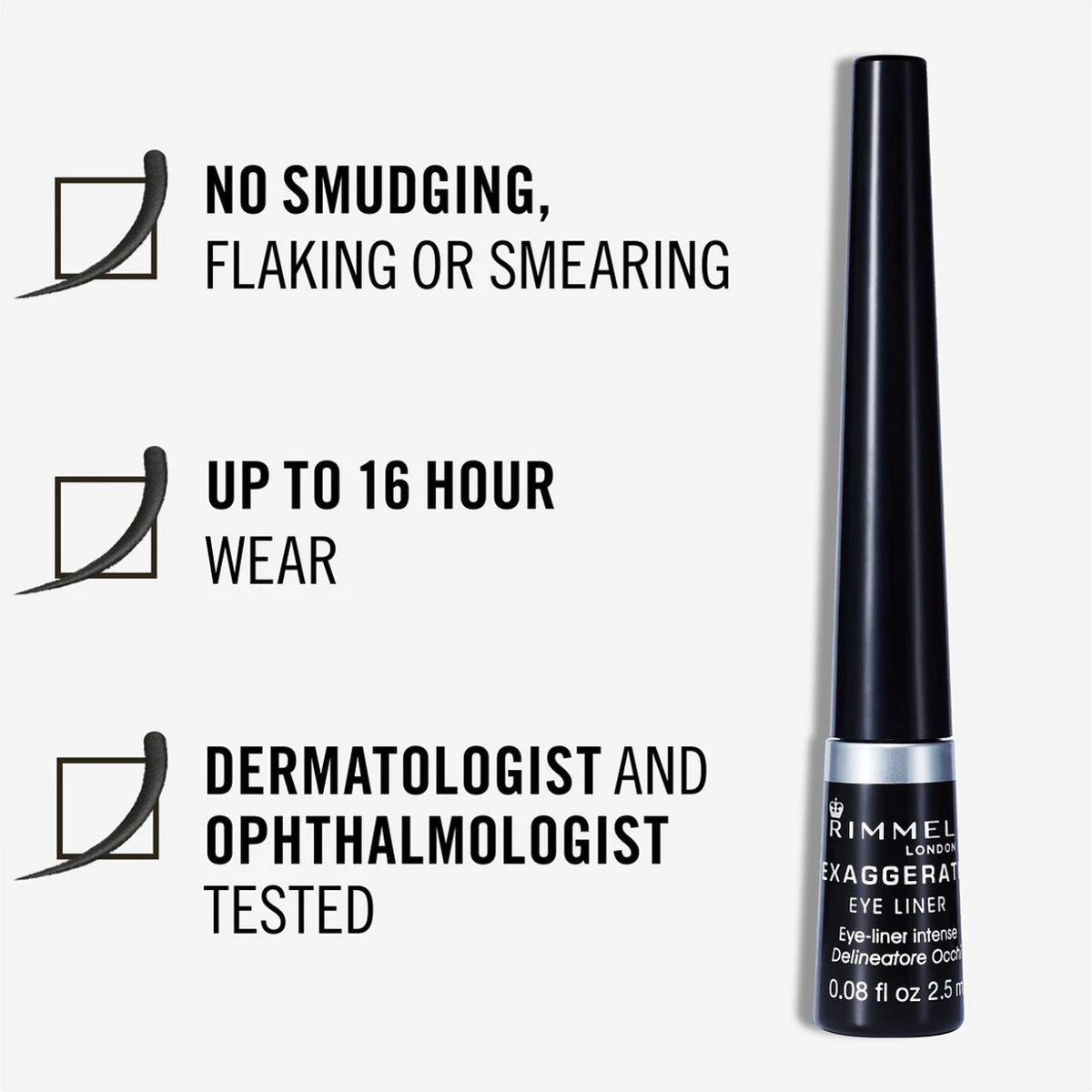 Rimmel London Exaggerate Eyeliner - 01 Black 13 Rimmel London Exaggerate Eyeliner - 01 Black - Afbeelding 11