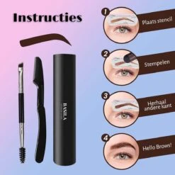Basila® Duo Wenkbrauw Stempel Kit - Donker Bruin & Bruin - Watervast - Matte Poeder - Trimmer - 26 Stencils 9 Basila® Duo Wenkbrauw Stempel Kit - Donker Bruin & Bruin - Watervast - Matte Poeder - Trimmer - 26 Stencils -Mode-Cosmetica Winkel 1200x1200 991