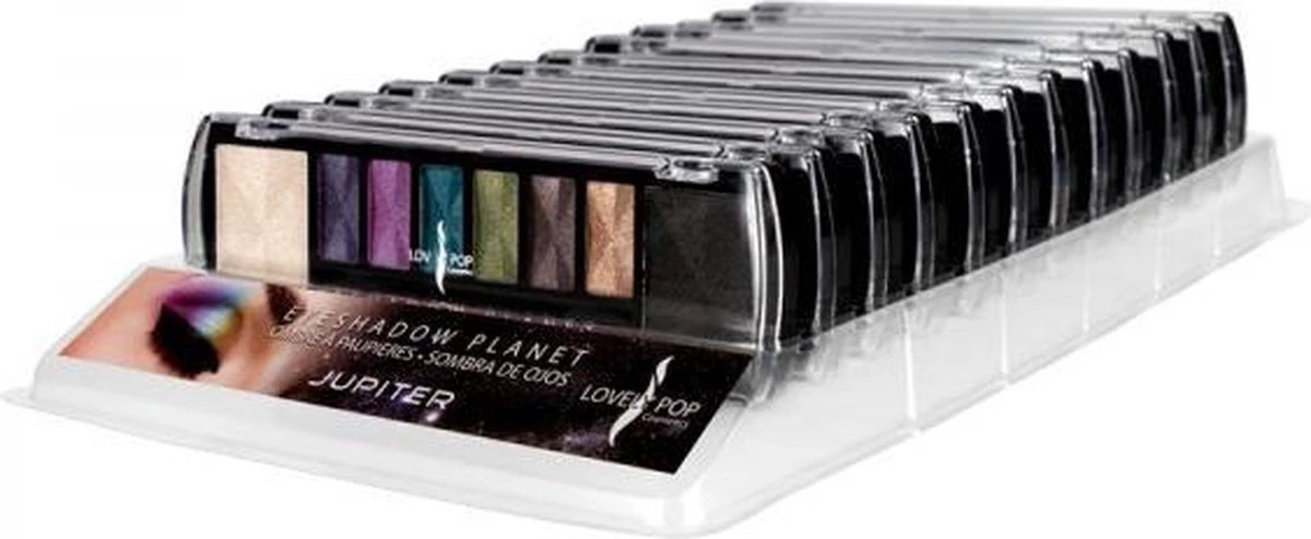 Lovely Pop Cosmetics - Oogschaduw Palette - Planet Jupiter - Met Lange Applicator - 8 Kleuren: Wit / Paars / Lila / Blauw / Groen / Bruin / Goud / Zwart - 1 Doosje Met 9 Gram Inhoud - Afmeting Doosje: 14,7 X 4,4 Centimeter 4 Lovely Pop Cosmetics - Oogschaduw Palette - Planet Jupiter - Met Lange Applicator - 8 Kleuren: Wit / Paars / Lila / Blauw / Groen / Bruin / Goud / Zwart - 1 Doosje Met 9 Gram Inhoud - Afmeting Doosje: 14,7 X 4,4 Centimeter - Afbeelding 2