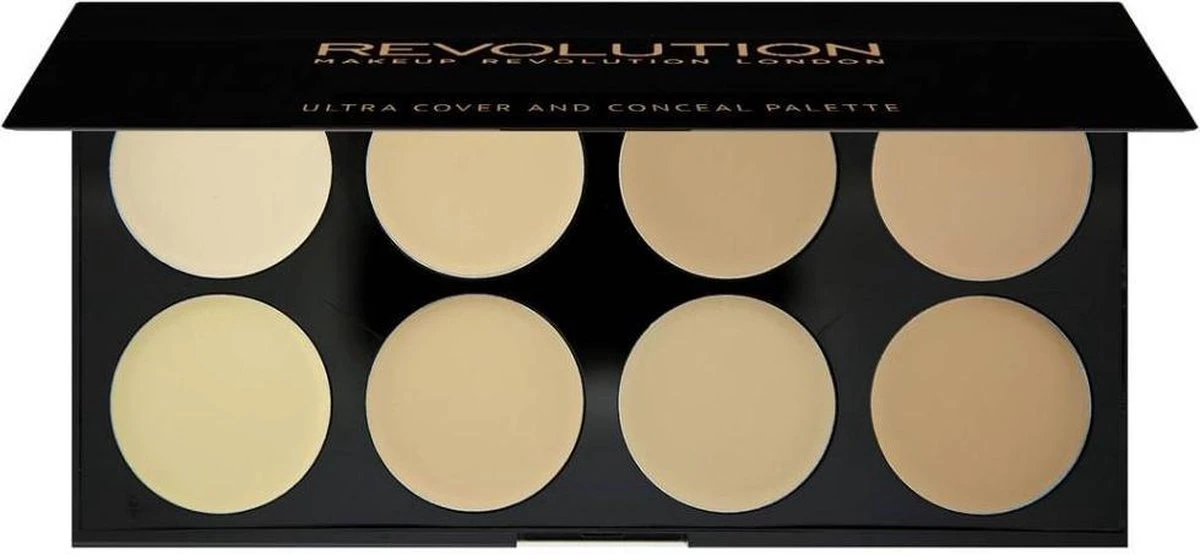 Makeup Revolution Cover & Conceal Cream Palette - Light 4 Makeup Revolution Cover & Conceal Cream Palette - Light - Afbeelding 2