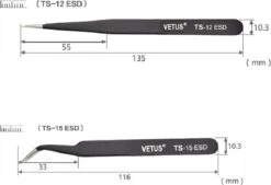 Vetus - Wimper Pincet ESD-15 - Zwart - Tweezer - Pincet - Wimperextensions -Mode-Cosmetica Winkel 1200x822 1