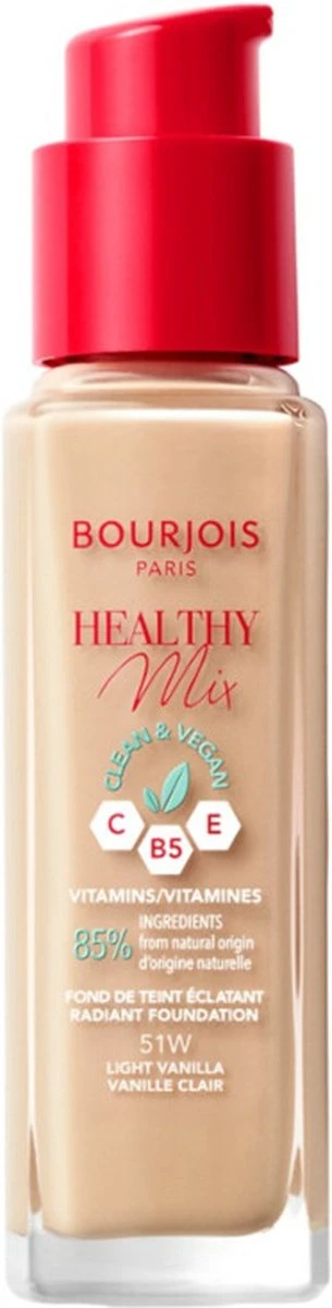 Bourjois Healthy Mix Clean Vegan Foundation 051 Light Vanilla 5 Bourjois Healthy Mix Clean Vegan Foundation 051 Light Vanilla - Afbeelding 3