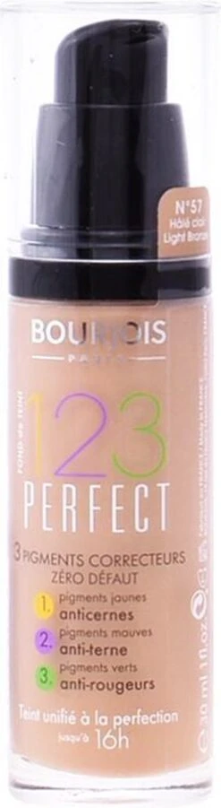 Bourjois 123 Perfect Foundation 057 Hâlé Clair -Mode-Cosmetica Winkel 329x1200 2