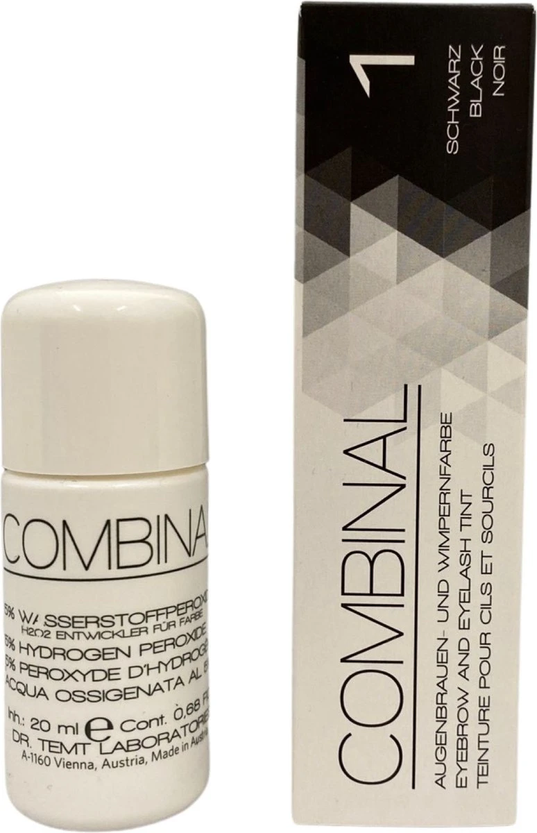 Combinal Wenkbrauw En Wimperverf - Zwart + Combinal Waterstofperoxide 5% - Wimpers - Wenkbrauwen - Wenkbrauwverf - Combideal 4 Combinal Wenkbrauw En Wimperverf - Zwart + Combinal Waterstofperoxide 5% - Wimpers - Wenkbrauwen - Wenkbrauwverf - Combideal - Afbeelding 2