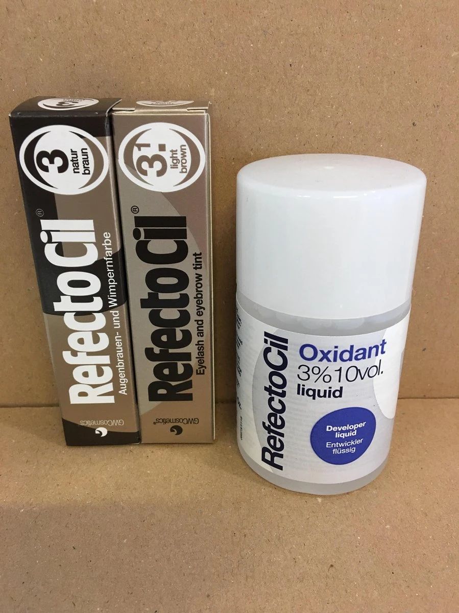 RefectoCil 2 Stuks Nr. 3 Natuurbruin En Nr. 3.1 Lichtbruin + 100ml Oxidant 3 RefectoCil 2 Stuks Nr. 3 Natuurbruin En Nr. 3.1 Lichtbruin + 100ml Oxidant