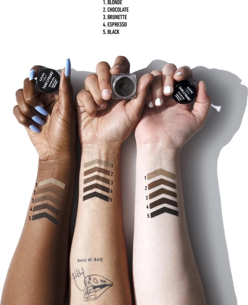 NYX Professional Makeup Tame & Frame Brow Pomade - Brunette TFBP03 - Wenkbrauwgel - 5 Gr 7 NYX Professional Makeup Tame & Frame Brow Pomade - Brunette TFBP03 - Wenkbrauwgel - 5 Gr - Afbeelding 5